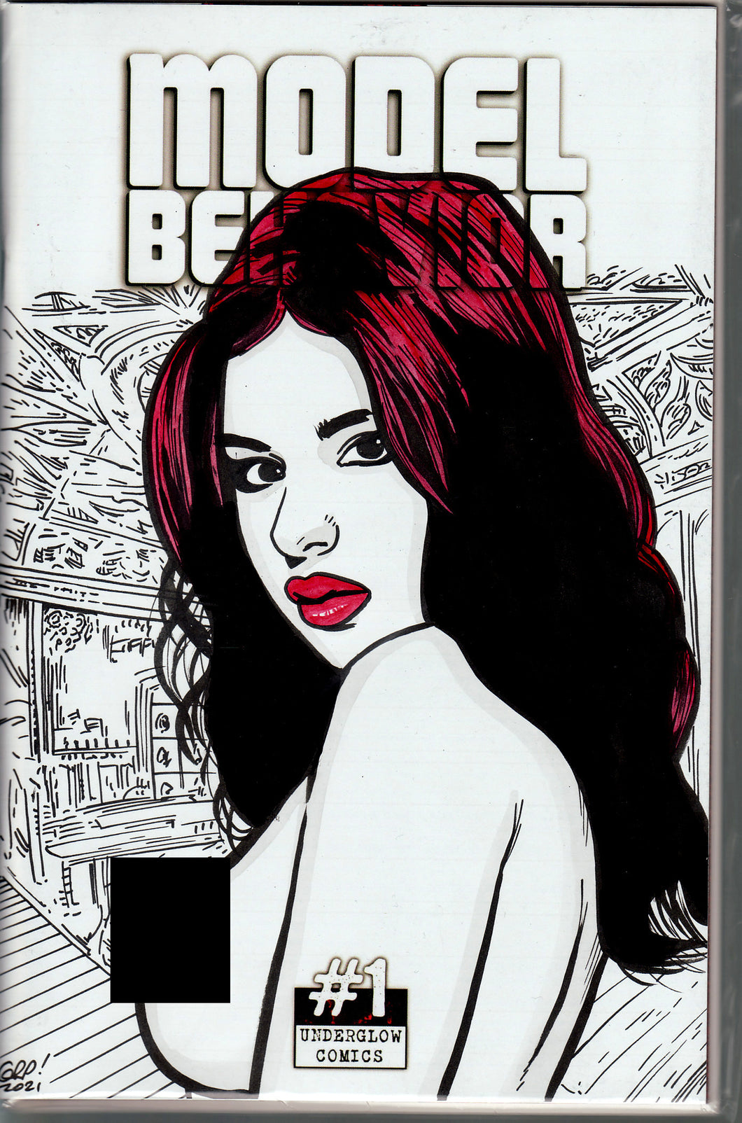Model Behavior #1 Blank Variant with hand-painted Topless Sketch 2 by Gary Parkin