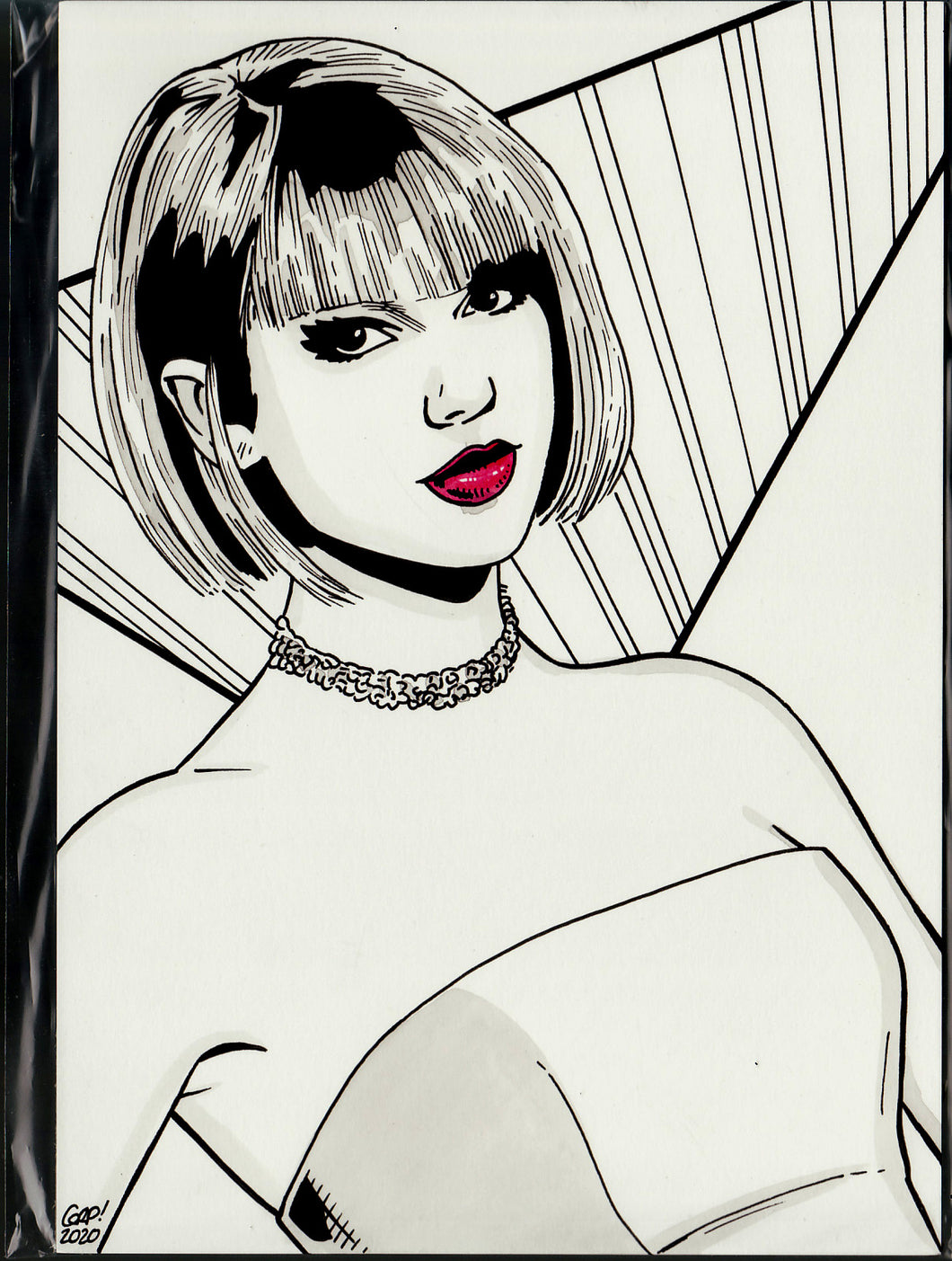Original art - Celebrity sketch - Taylor Swift 2 - ink drawing by Gary Parkin