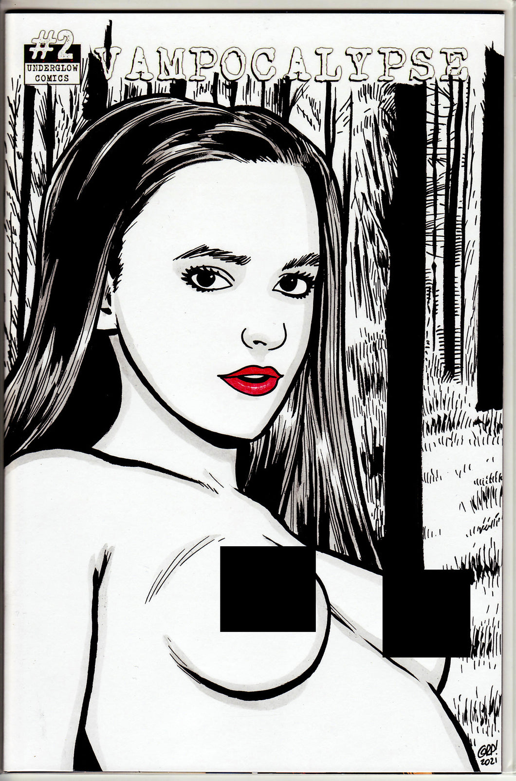 Vampocalypse #2 Blank Variant with hand-painted Topless Sketch 4 by Gary Parkin