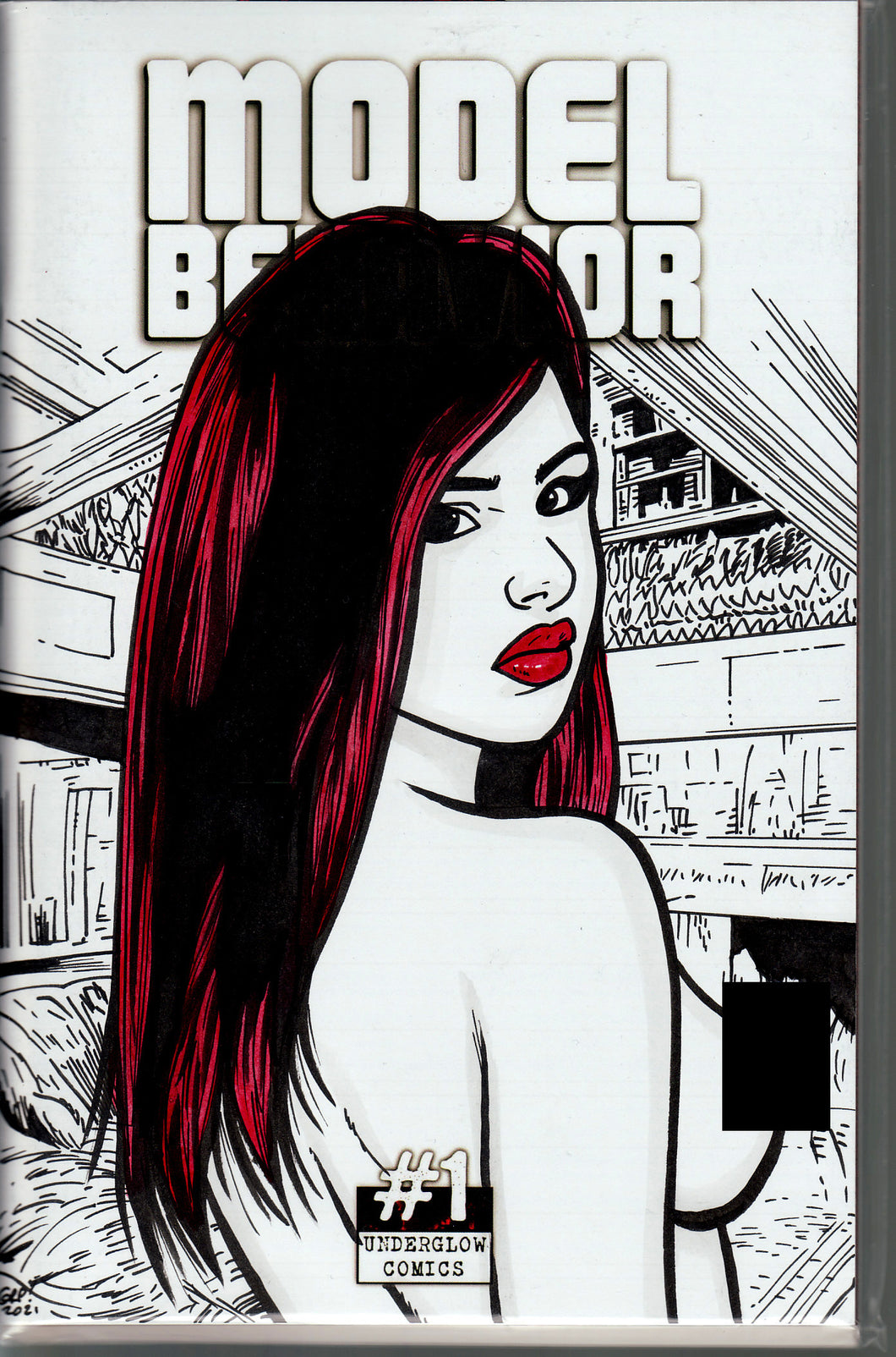 Model Behavior #1 Blank Variant with hand-painted Topless Sketch 3 by Gary Parkin