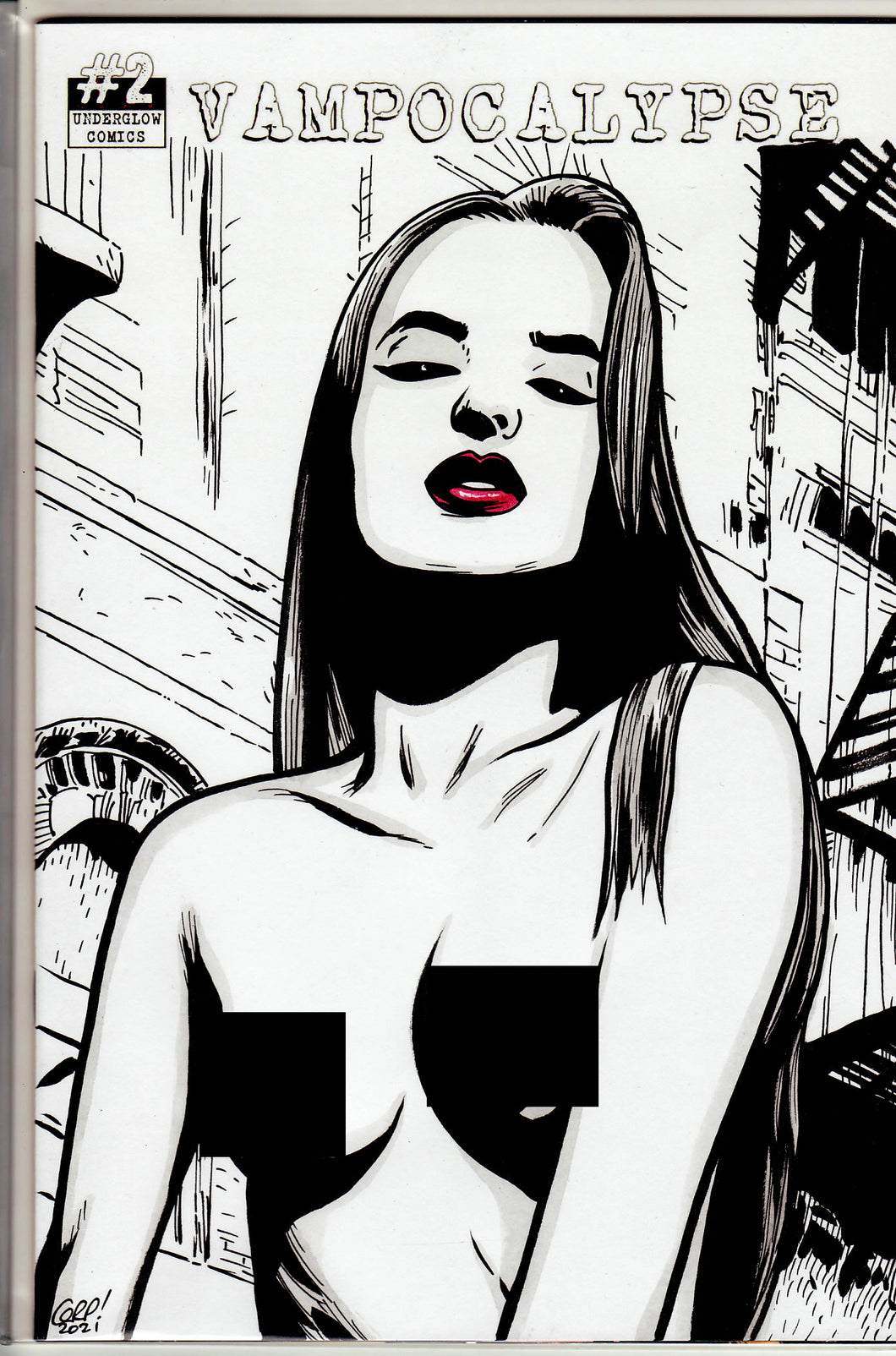 Vampocalypse #2 Blank Variant with hand-painted Topless Sketch 5 by Gary Parkin