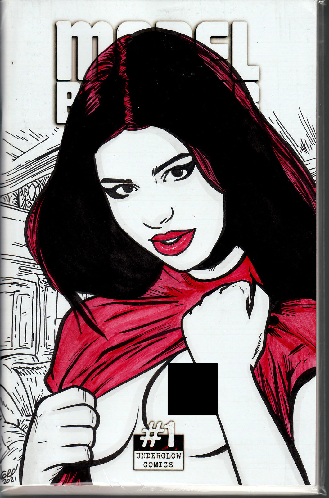 Model Behavior #1 Blank Variant with hand-painted Topless Sketch 6 by Gary Parkin