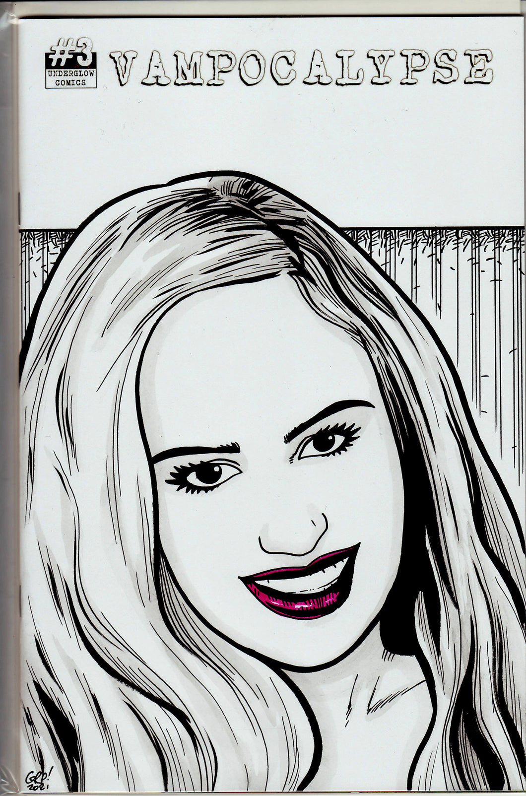 Vampocalypse #3 Blank Variant with hand-painted Head Sketch 2 by Gary Parkin