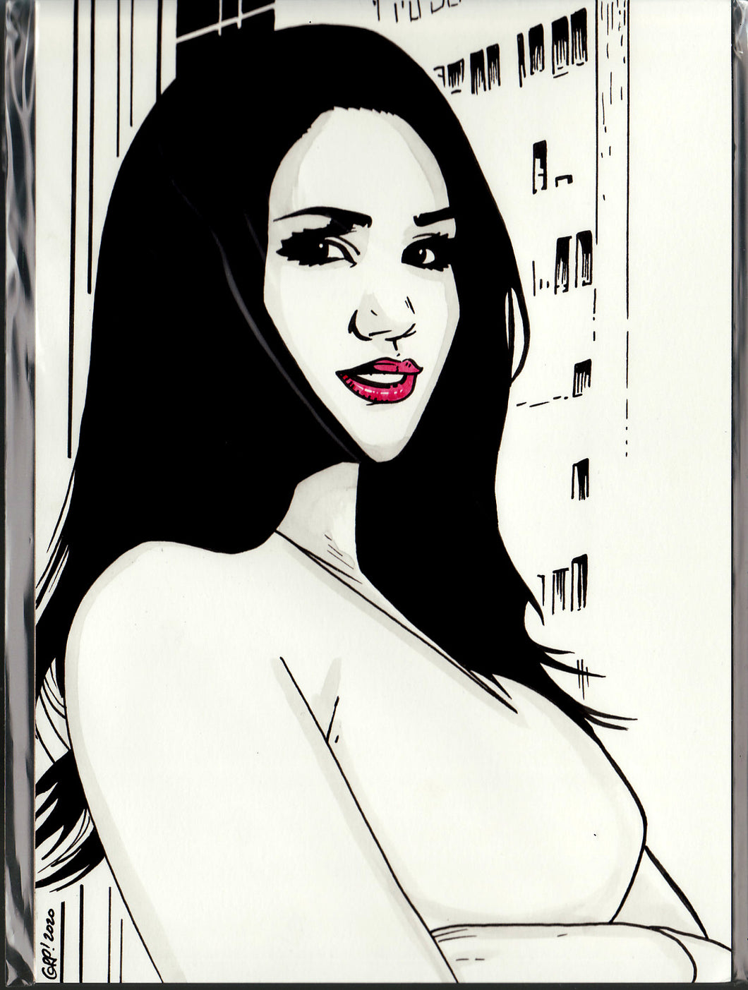 Original art - Celebrity sketch - Meghan Markle 3 - ink drawing by Gary Parkin