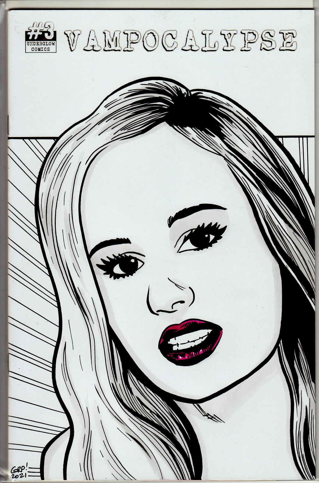 Vampocalypse #3 Blank Variant with hand-painted Head Sketch 6 by Gary Parkin
