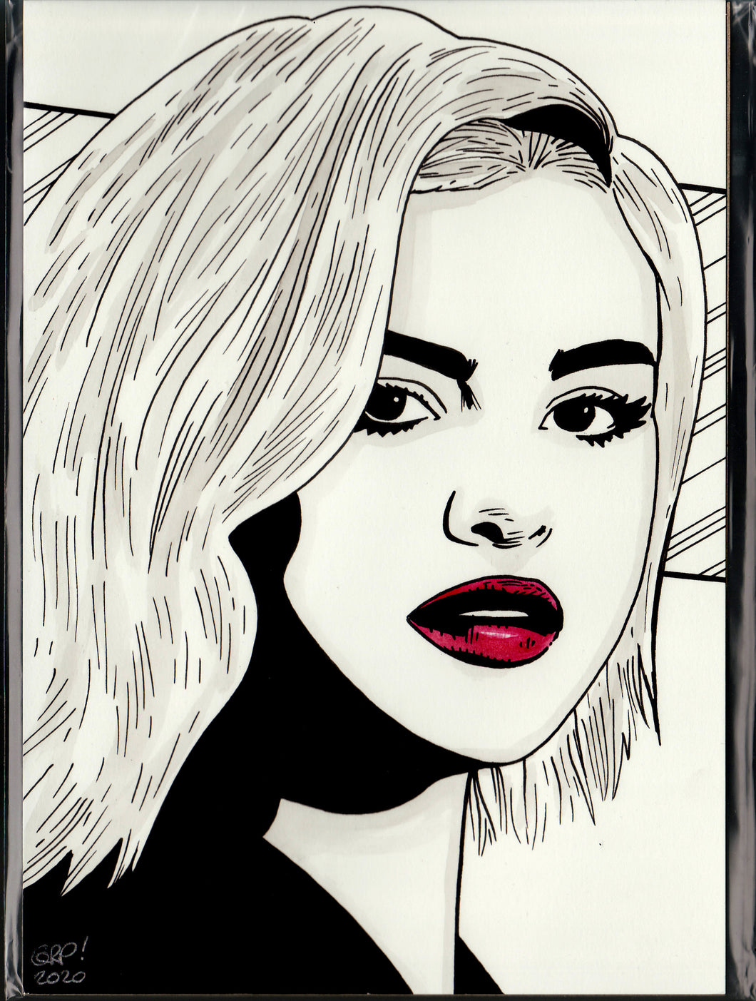Original art - Celebrity sketch - Selena Gomez 1 - ink drawing by Gary Parkin