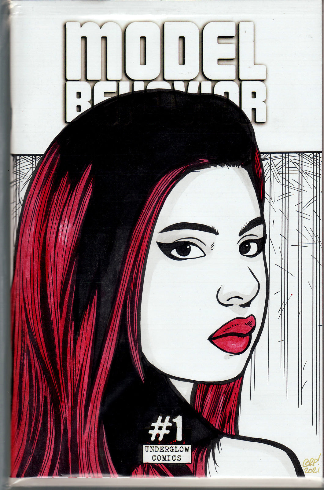 Model Behavior #1 Blank Variant with hand-painted Head Sketch 1 by Gary Parkin