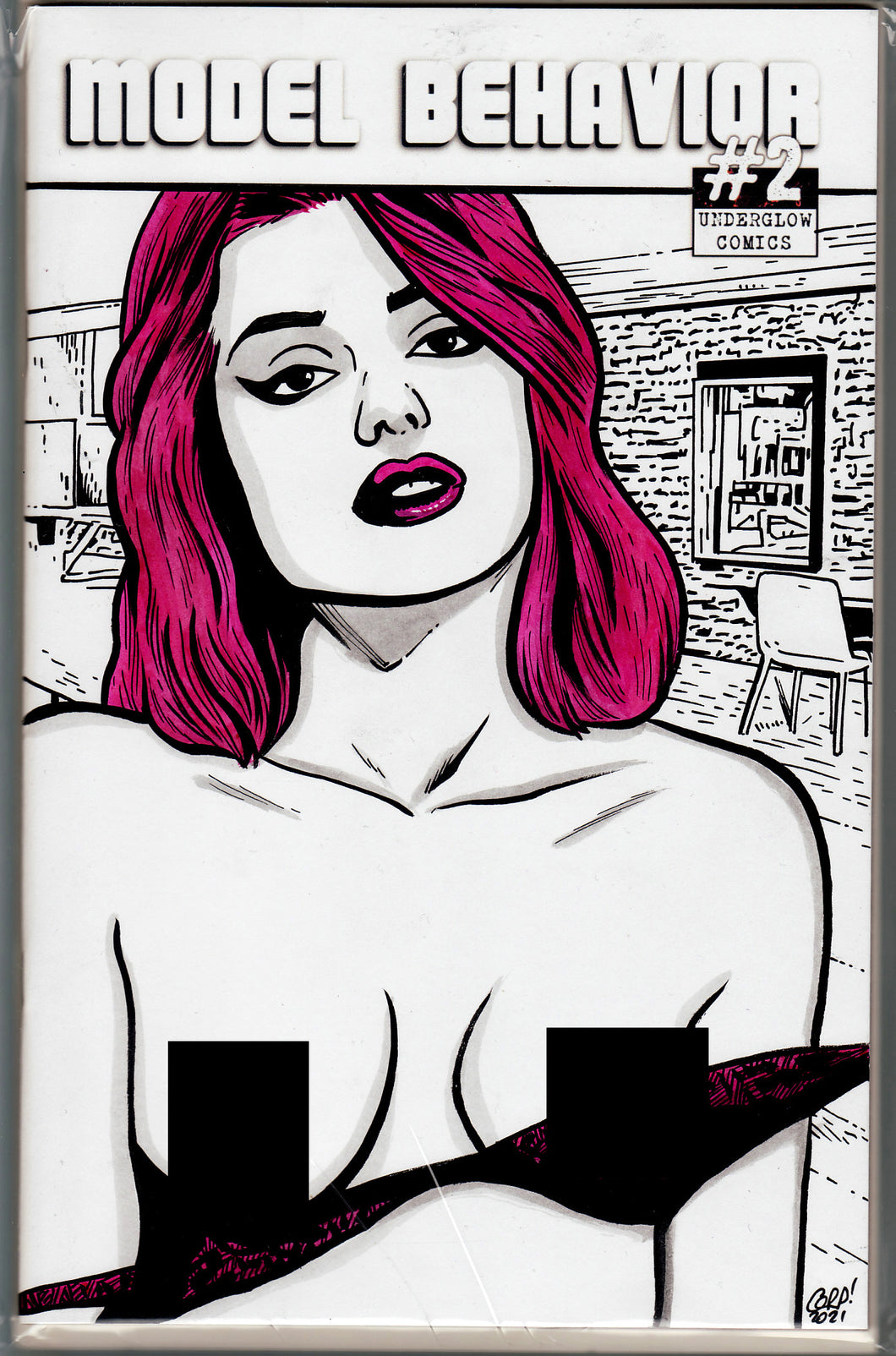 Model Behavior #2 Blank Variant with hand-painted Topless Sketch 1 by Gary Parkin