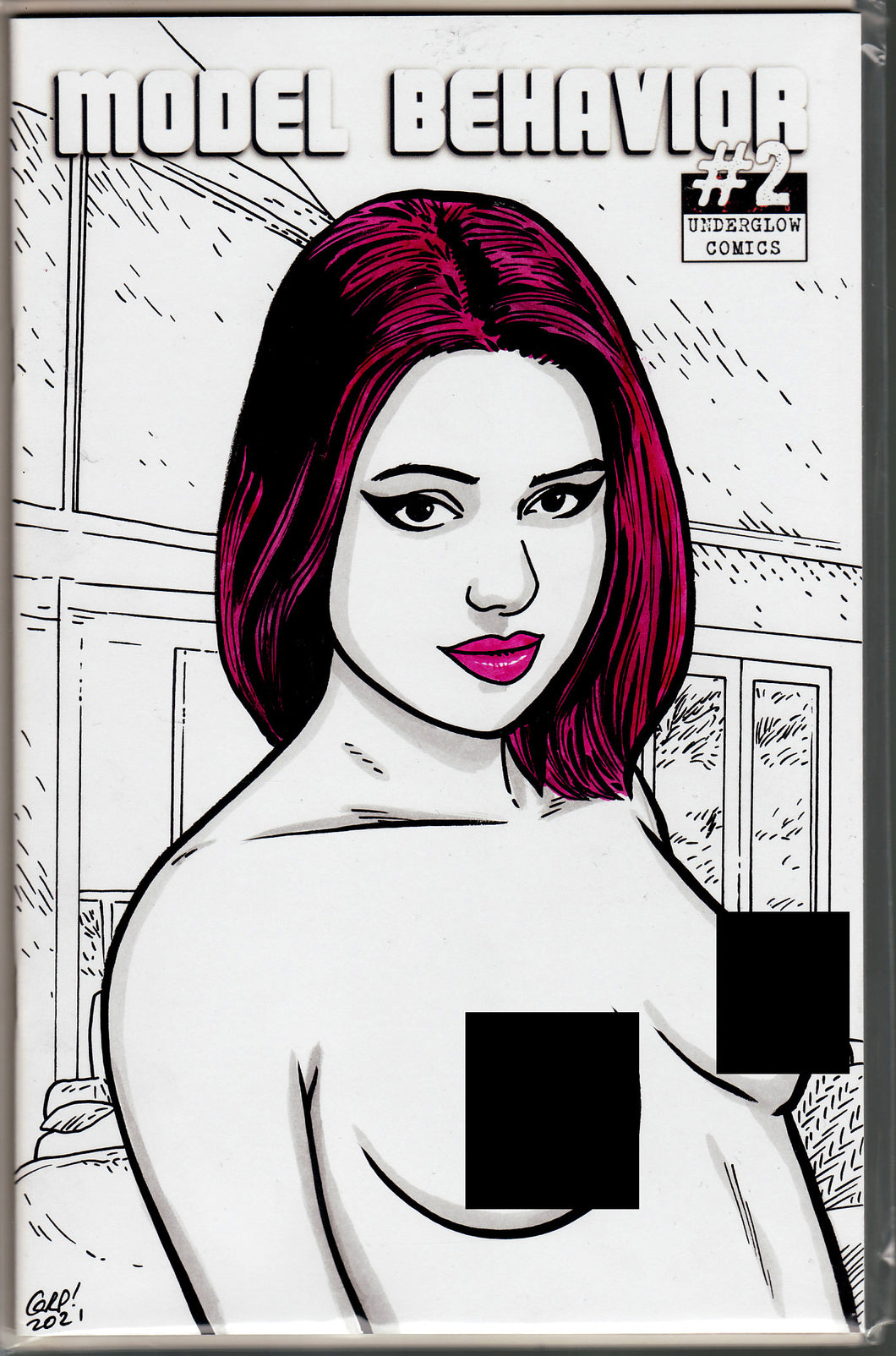 Model Behavior #2 Blank Variant with hand-painted Topless Sketch 2 by Gary Parkin