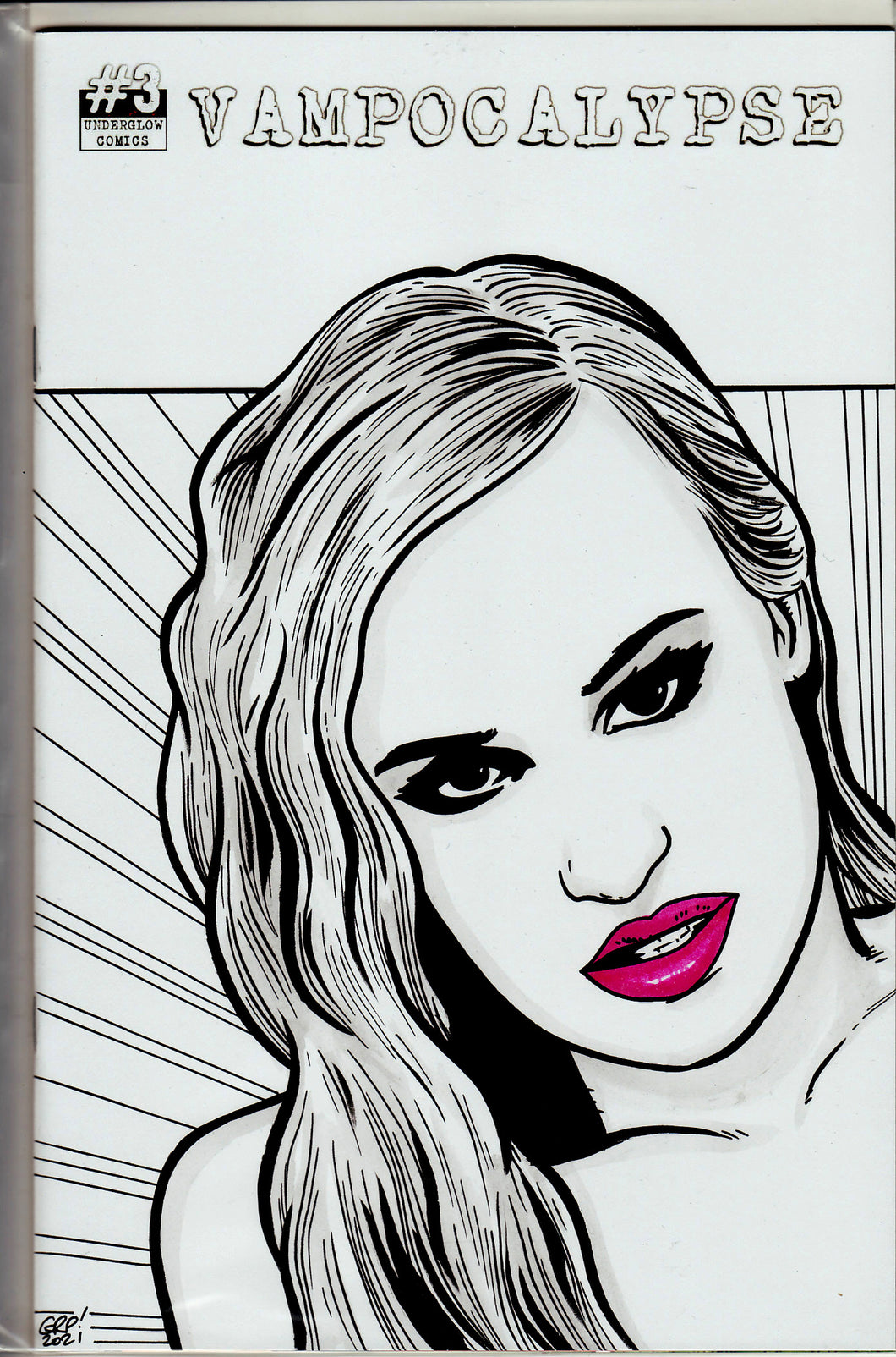 Vampocalypse #3 Blank Variant with hand-painted Head Sketch 8 by Gary Parkin