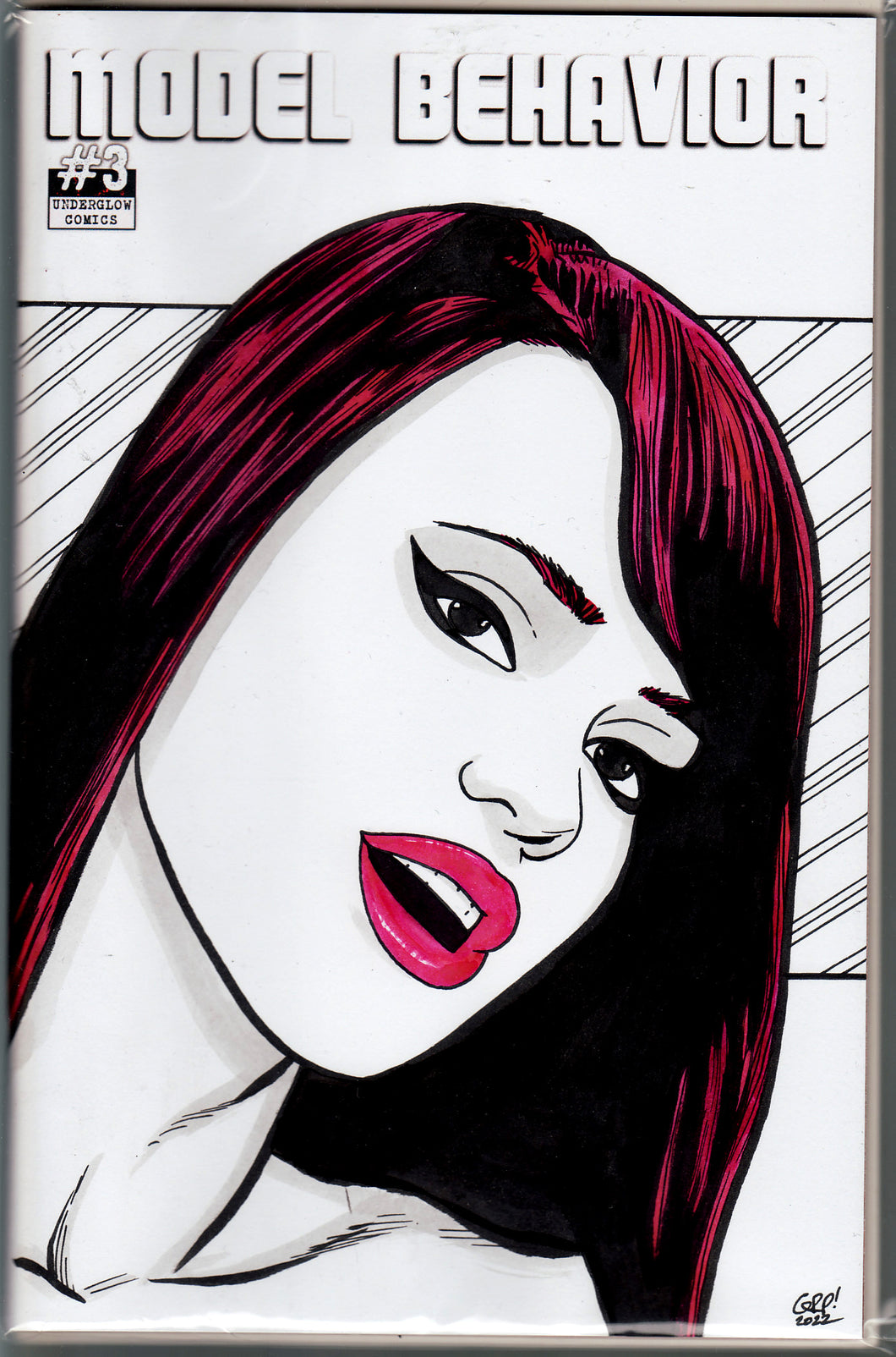 Model Behavior #3 Blank Variant with hand-painted Head Sketch 1 by Gary Parkin