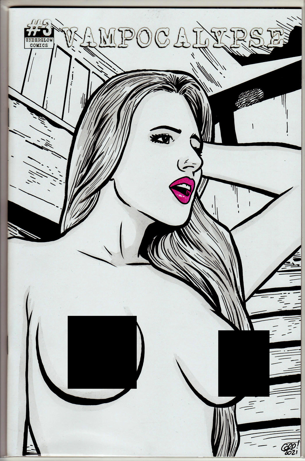 Vampocalypse #3 Blank Variant with hand-painted Topless Sketch 1 by Gary Parkin