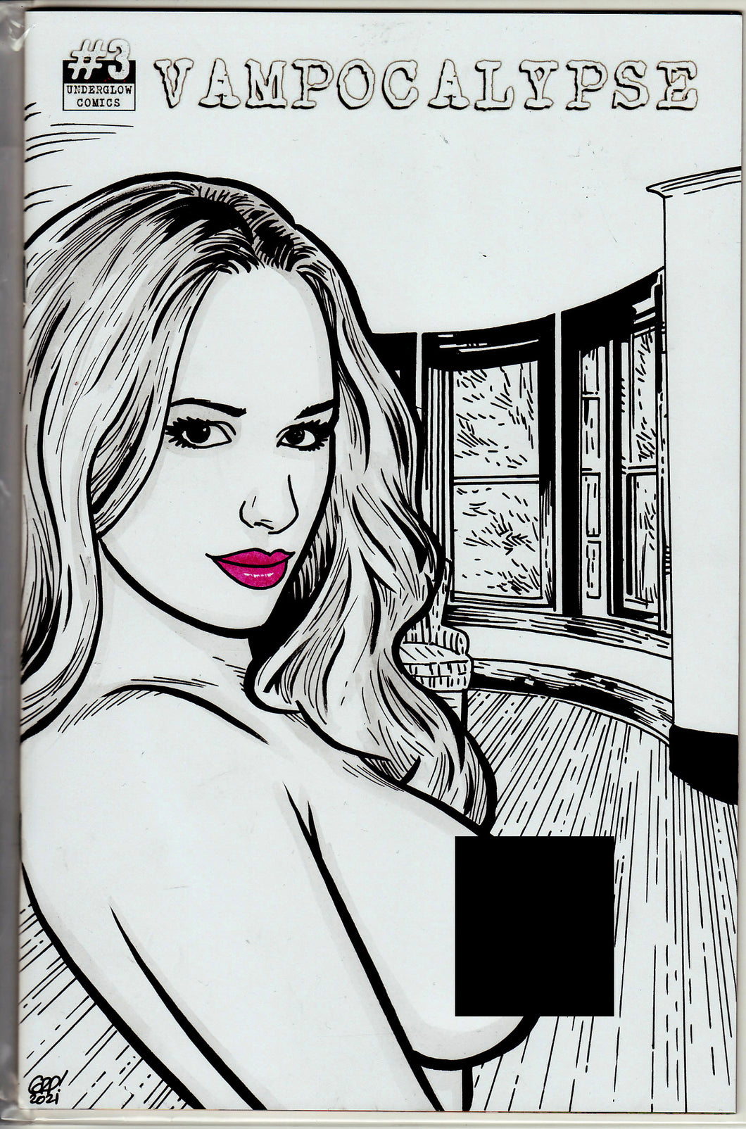 Vampocalypse #3 Blank Variant with hand-painted Topless Sketch 2 by Gary Parkin