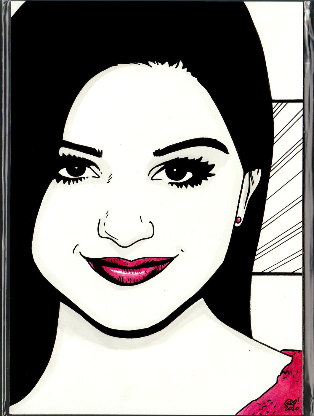 Original art - Celebrity sketch - Ariel Winter - ink drawing by Gary Parkin