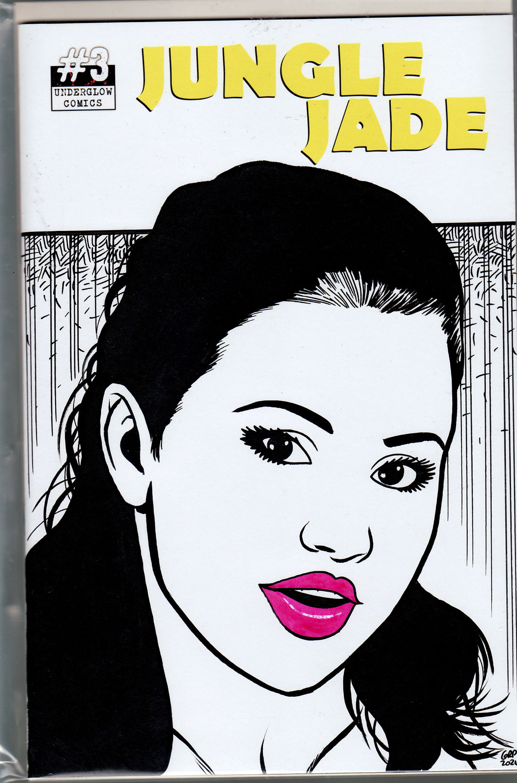 Jungle Jade #3 Blank Variant with hand-drawn Head Sketch by Gary Parkin