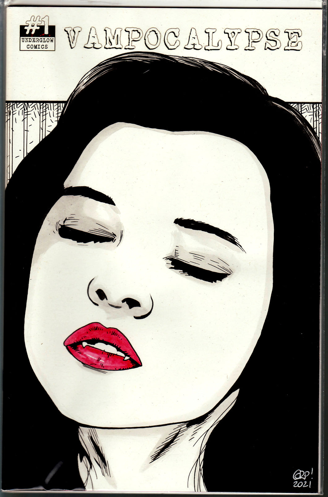 Vampocalypse #1 Blank Variant with hand-painted Head Sketch 2 by Gary Parkin