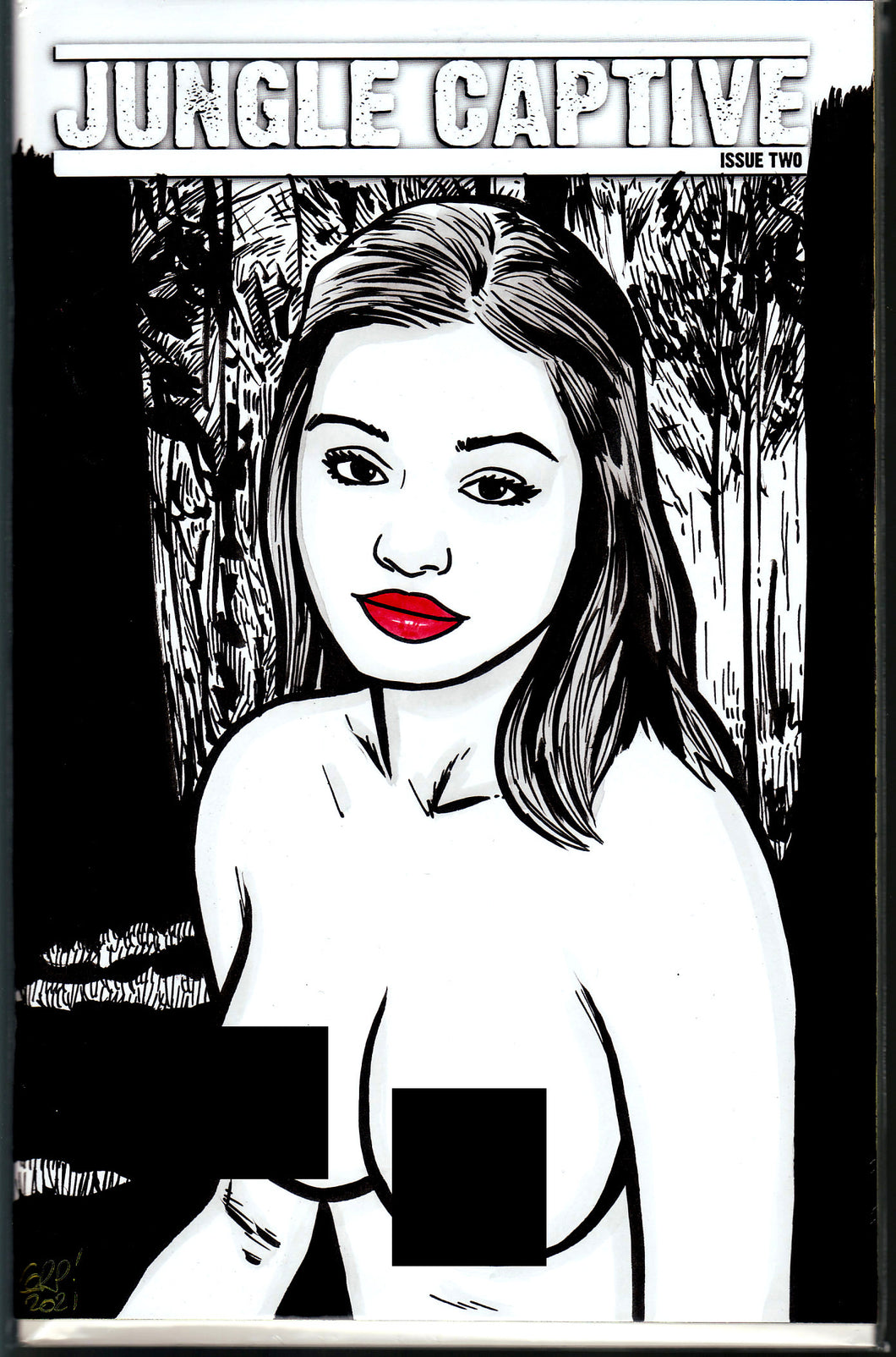 Jungle Captive #2 Blank Variant with hand-painted Topless Sketch 1 by Gary Parkin