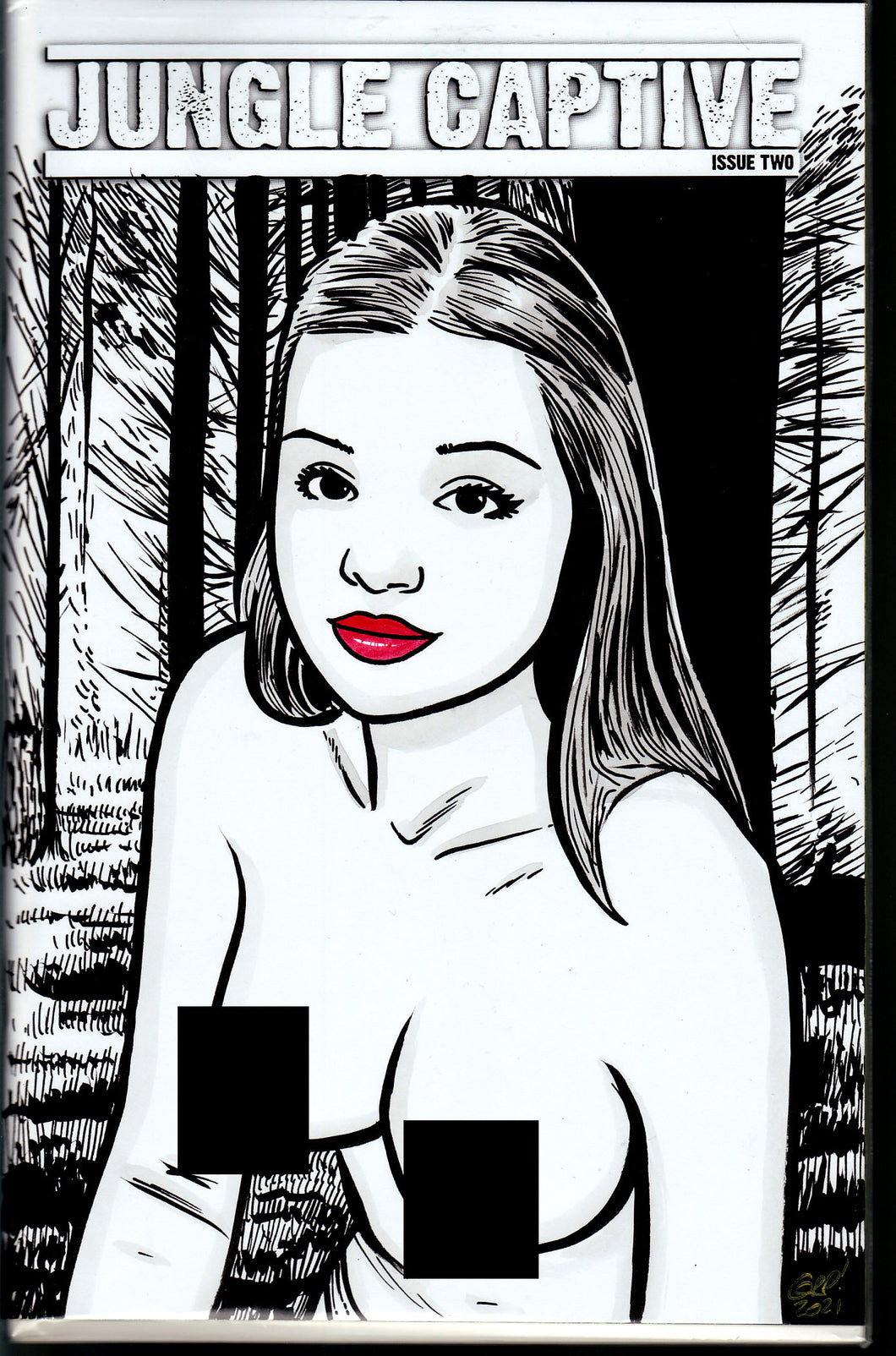 Jungle Captive #2 Blank Variant with hand-painted Topless Sketch 2 by Gary Parkin