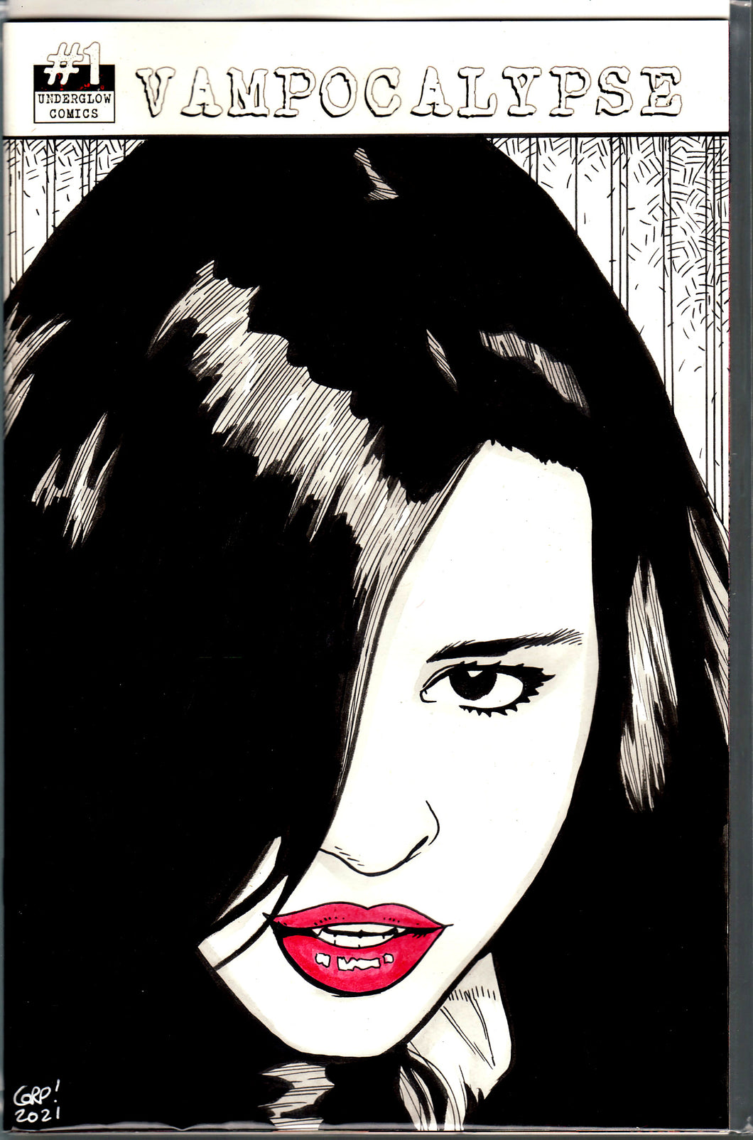 Vampocalypse #1 Blank Variant with hand-painted Head Sketch 3 by Gary Parkin