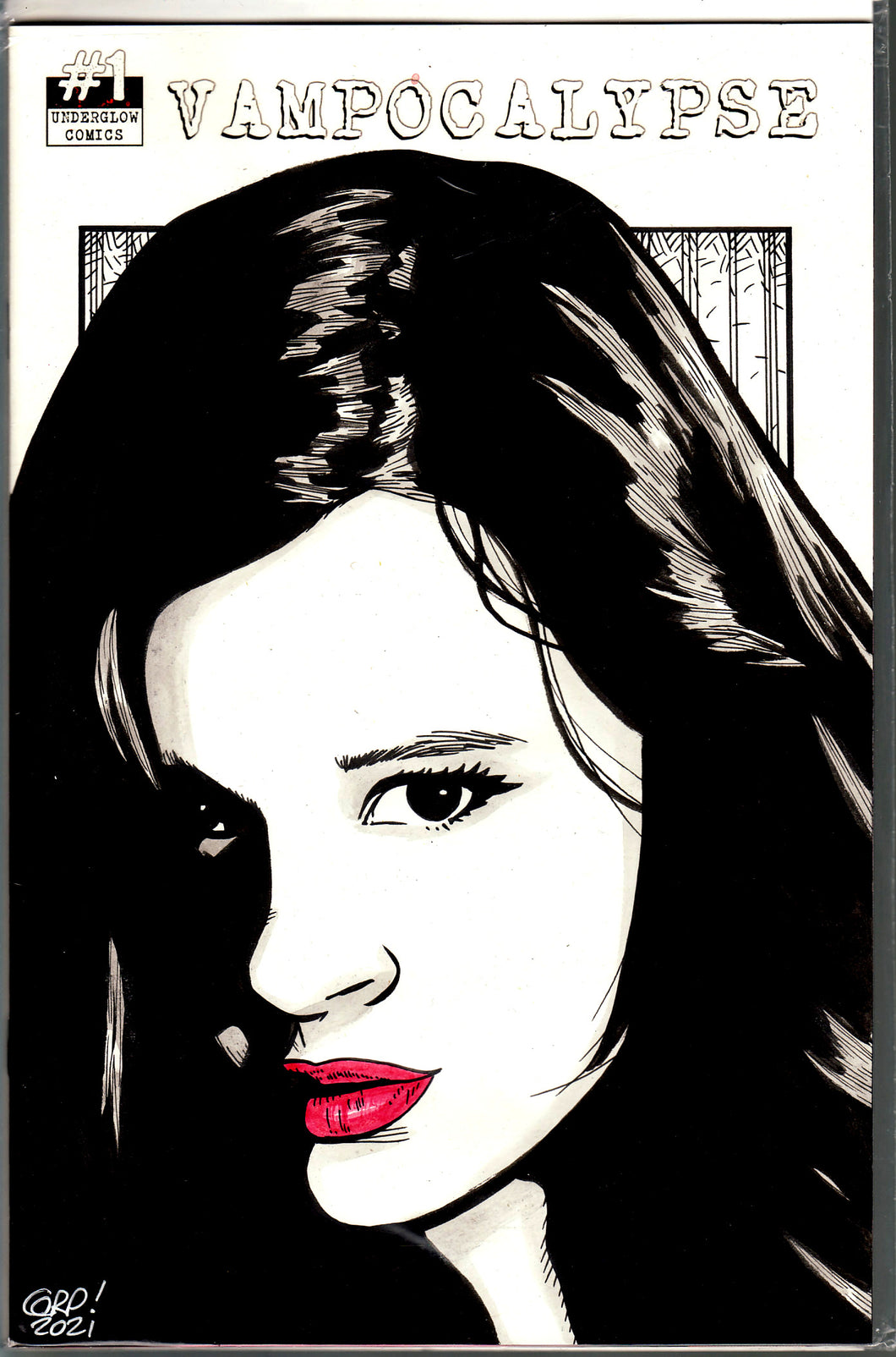Vampocalypse #1 Blank Variant with hand-painted Head Sketch 4 by Gary Parkin