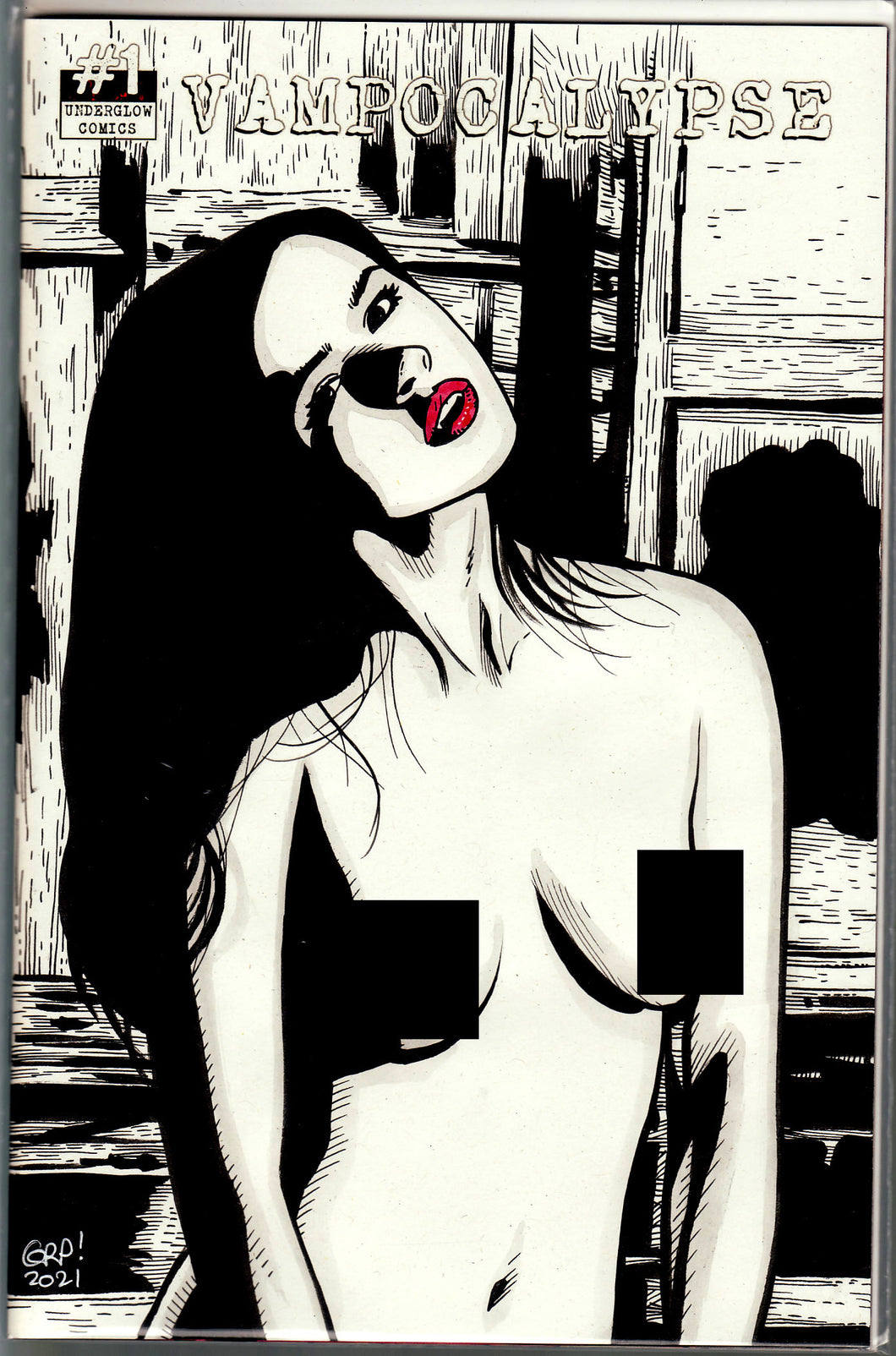 Vampocalypse #1 Blank Variant with hand-painted Topless Sketch 1 by Gary Parkin