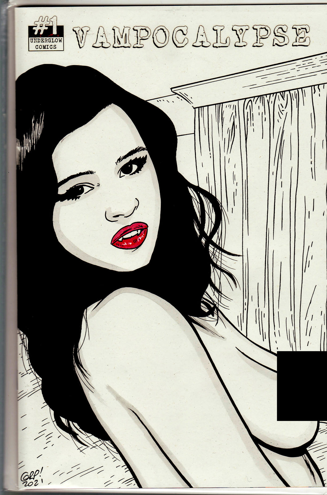 Vampocalypse #1 Blank Variant with hand-painted Topless Sketch 2 by Gary Parkin