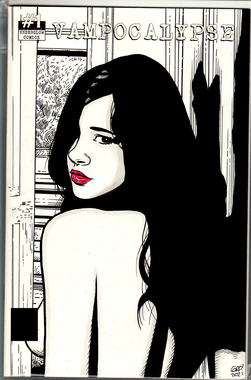 Vampocalypse #1 Blank Variant with hand-painted Topless Sketch 3 by Gary Parkin