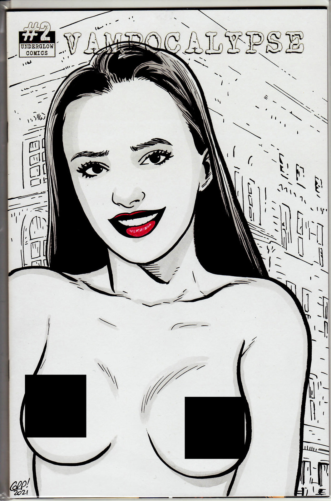 Vampocalypse #2 Blank Variant with hand-painted Topless Sketch 2 by Gary Parkin