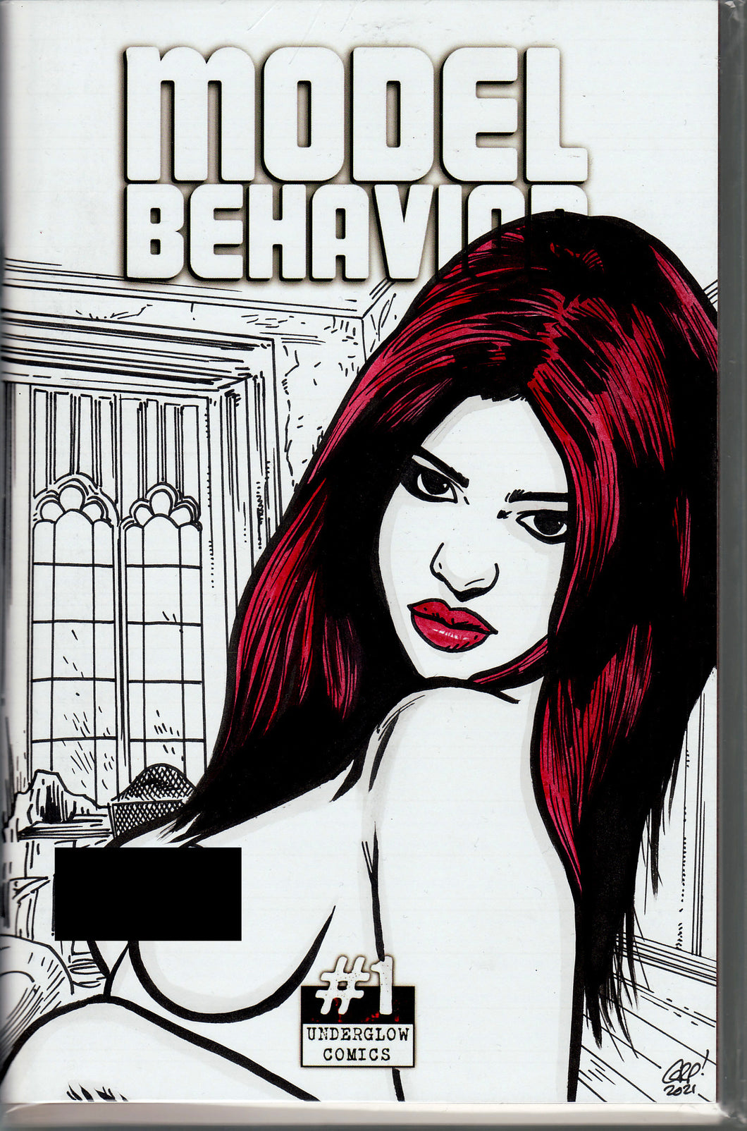 Model Behavior #1 Blank Variant with hand-painted Topless Sketch 1 by Gary Parkin